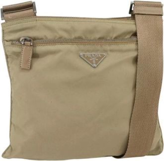 Prada Pre-owned Cross Body Bags, female, Beige, Size: ONE SIZE Pre-owned Nylon Cross Body Bag