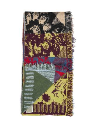 Dries Van Noten Mens Scarf Patchwork Alpaca-Blend Multicolour Wool Scarfs
