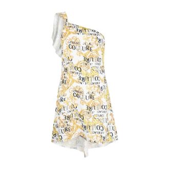 Versace Jeans Couture Jurk met &eacute;&eacute;n schouder en print - Dames - Korte kleedjes - Veelkleurig - M - Polyester - Kleedjes