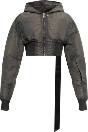 Rick Owens Hooded Cropped Flight - Dames - Bomber jackets - Grijs - S - Katoen - Jassen