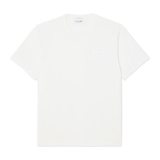 Lacoste T-Shirts, male, White, Size: XL Embossed Branding Jersey T-Shirt