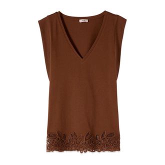 Oltre Tops, Dames, Bruin, S, Katoen, Sleeveless Tops
