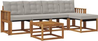vidaXL Conjunto De Sof&aacute;s De Exterior 6 Uds. Natural Y Gris Claro Vidaxl