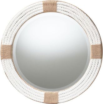 Baxton Studio Makya Round Woven Rope Mirror