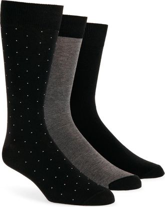 Lorenzo Uomo Assorted 3-Pack Cotton Blend Dress Socks in Black at Nordstrom Rack