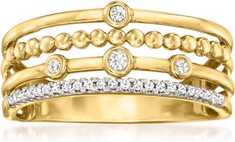 Ross-Simons Bezel-Set Diamond Multi-Row Ring in 14kt Yellow Gold
