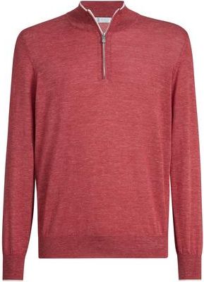 Brunello Cucinelli Sweater with half zipper in Strawberry at Nordstrom, Size 56 It