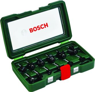 Bosch Accessories 12 Piezas Juego De Fresas De Carburo (para Madera, V&aacute;stago &Oslash; 8 Mm, Accesorios Para Fresadora)
