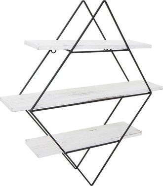 Hhg Estanter&iacute;a De Pared Hhg 842, Estanter&iacute;a Colgante Estanter&iacute;a, Dise&ntilde;o Industrial Madera Aut&eacute;ntica 60x55x12cm, Blanco Shabby