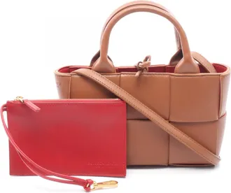 Bottega Veneta Brown Leather Handbag Pouch Tote Bag (Pre-Owned)