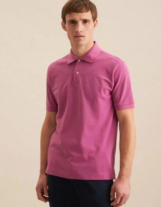 Seidensticker Seidensticker Mens Regular Fit Pique Polo Shirt Dark Pink - Size: 36