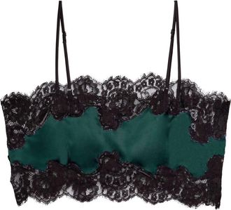 Fleur du Mal Top con rifinitura in pizzo - Verde