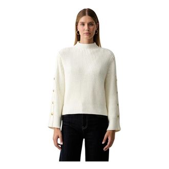 Twinset Trui met halfturtleneck - Dames - Coltruien - Beige - S - Katoen - Truien & Vesten