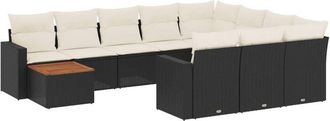 vidaXL Set De Sof&aacute;s De Jard&iacute;n 11 Pzas Y Cojines Rat&aacute;n Sint&eacute;tico Negro Vidaxl