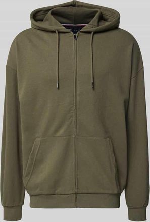 Tommy Hilfiger Relaxed Fit Sweatjacke aus Baumwoll-Mix in Khaki, Gr&ouml;&szlig;e XXL