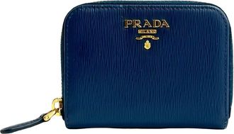 Prada Blue Leather Coin Purse/Coin Case (Pre-Owned)