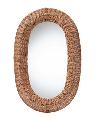 Baxton Studio Brisia Oval Rattan Wall Mirror