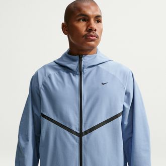 Nike Mens Tech Shori Knit Full-Zip Windrunner Jacket in Blue | IF1345-486