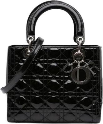 Dior Pre-owned Lady Dior Medium Handbag - Dames - Vintage Handtas - Zwart - ONE Size - Leer - Vintage