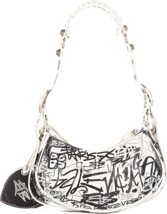 Balenciaga Borsa a spalla Le Cagole Graffiti - Bianco