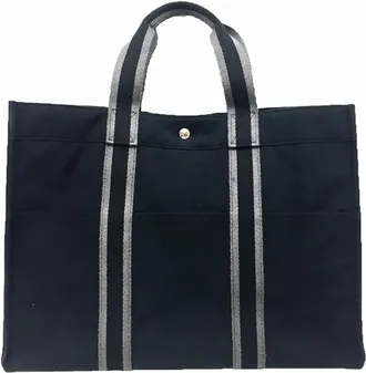 Herm&egrave;s Black Canvas Tote Bag (Pre-Owned)