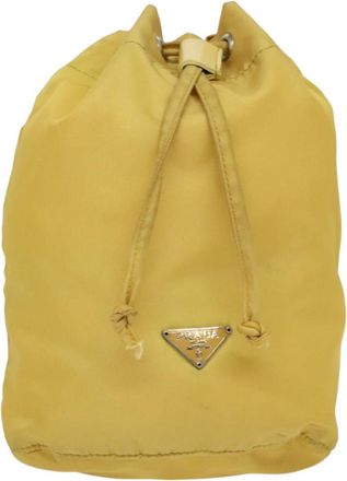 Prada Re-Nylon Yellow Nylon Clutch Bag (Pre-Owned)