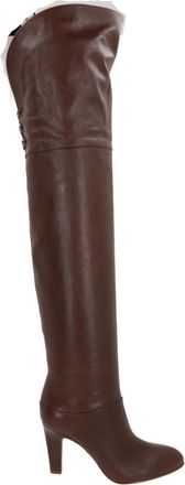 Chlo&eacute; Vintage Leren Over-de-Knie Laarzen - Dames - Over de knie laarzen - Bruin - 37 1/2 EU - Leer - Schoenen