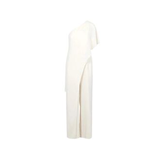 Ralph Lauren Jumpsuits, female, White, Size: S Cape Georgette One-Shoulder Jumpsuit