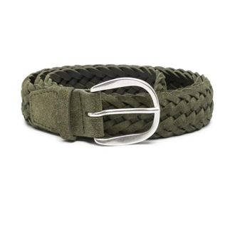 Orciani Belts, male, Green, Size: 90 CM Green Woven Suede Plot Belt