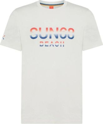 Sun 68 Tops, Heren, Wit, S, Katoen, T-shirt met korte mouwen en groot logo