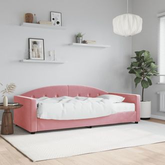 vidaXL Sof&aacute; Cama Con Colch&oacute;n Terciopelo Rosa 90x200 Cm Vidaxl