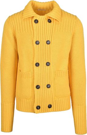 KANGRA Yellow Wool Double-Breasted Cardigan