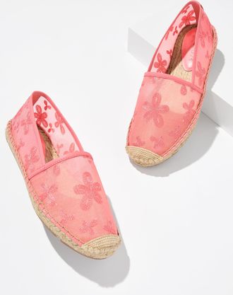 Talbots Izzy Embroidered Mesh Espadrille Flats - Strawberry Ice - 10 1/2 M Talbots