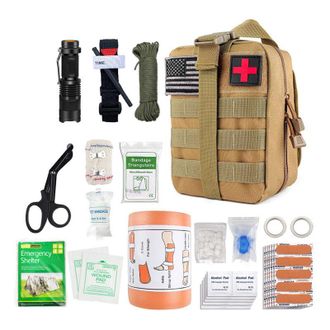OEM Botiqu&iacute;n De Primeros Auxilios Militar T&aacute;ctico Completo Montado En Francia Normas Ce + Botiqu&iacute;n Peque&ntilde;o + Correa Para El Hombro + Extractor De Garrapat