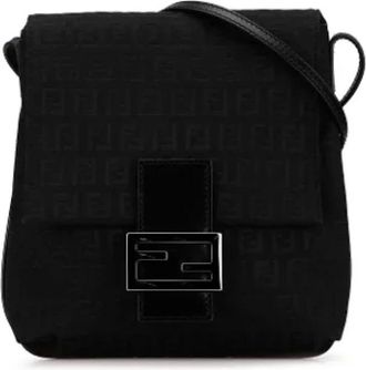 Fendi Pre-owned Cross Body Bags, female, Black, Size: ONE SIZE Pre-owned Canvas Crossbody Bag