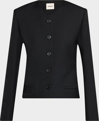 Khaite Nara Collarless Single-Breasted Jacket