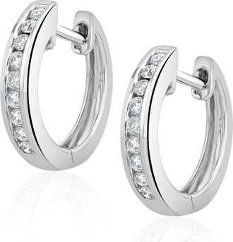The Diamond Store Diamond Huggie Earrings 0.20ct 9K White Gold