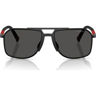 Prada 56mm Pilot Sunglasses in Matte Black /Dark Grey at Nordstrom
