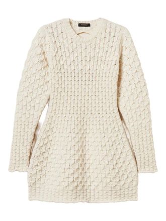 Twin-Set open-back dress - women - Wool/Cashmere - L - Neutrals