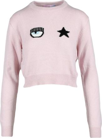 Chiara Ferragni Round-neck Knitwear, female, Pink, L, Round-neck Knitwear