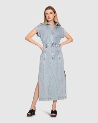 Belle & Bloom Sundown Denim Midi Shirt Dress