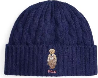 Polo Ralph Lauren Wollen en Kasjmier Beanie - Heren - Hoeden - Blauw - ONE Size - Wol - Accessoires