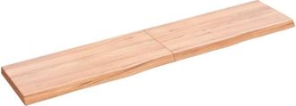 vidaXL Wall Shelf Light Brown 140x30x(2-4) cm Treated Solid Wood Oak vidaXL