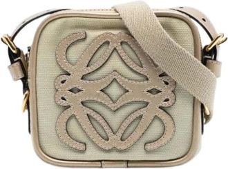 Loewe Pre-owned Cross Body Bags, female, Beige, Size: ONE SIZE Pre-owned Canvas Crossbody Bag