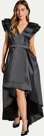 Coast Frill Sleeve V-Neck Midi Dress in Black at Nordstrom, Size 12