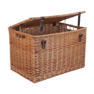 Red Hamper Wicker 60cm Double Steamed Chest Picnic Basket in Brown