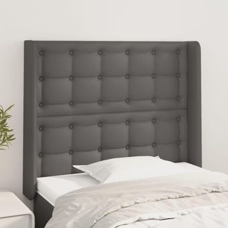 vidaXL Cabecero Con Orejas Cuero Sint&eacute;tico Gris 83x16x118/128cm Vidaxl