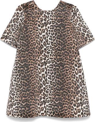 Ganni leopard-print denim mini dress - women - Organic Cotton - 36 - Neutrals