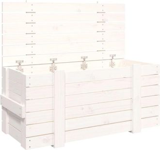 vidaXL Storage Box White 91x40.5x42 cm Solid Wood Pine Vidaxl
