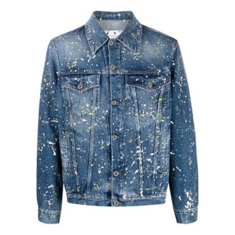 Off-white Paint Skate Denim Jacket Blue OMYE077F22DEN0034000